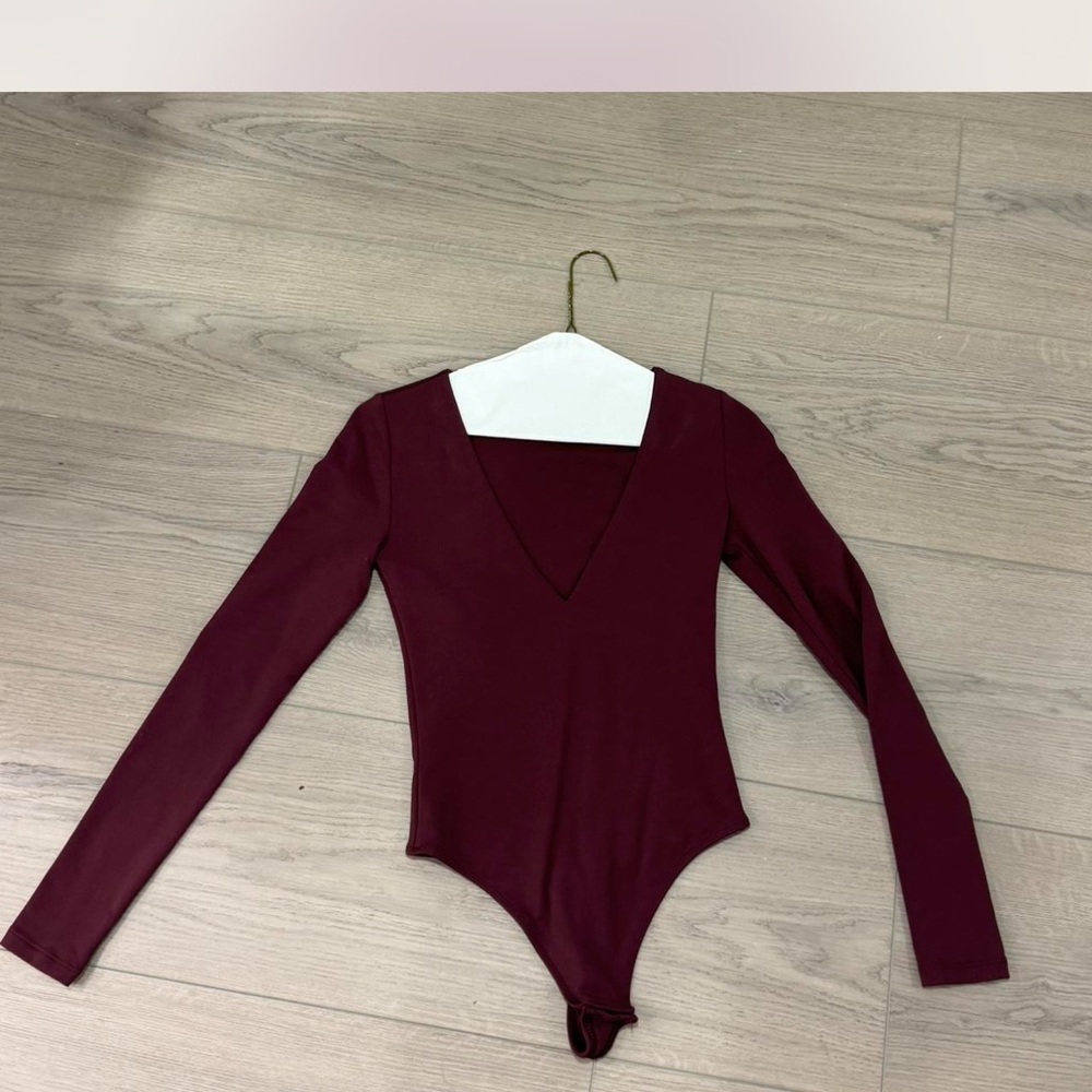 Babaton Red Long-Sleeve Bodysuit
